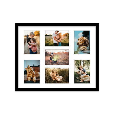  - 20X16 Inch 7 Opening Photo Collage FrameDisplay Seven 6X4 Inch PhotosMulti Aperture Family Picture FrameBlack