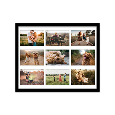  - 20X16 Inch 9 Opening Photo Collage FrameDisplay Nine 6X4 Inch PhotosMulti Aperture Family Picture FrameBlack