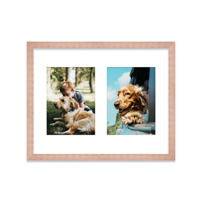  - 14X11 Inch 2 Opening Photo Collage FrameDisplay Two 7X5 Inch PhotosMulti Aperture Family Picture FrameBronze