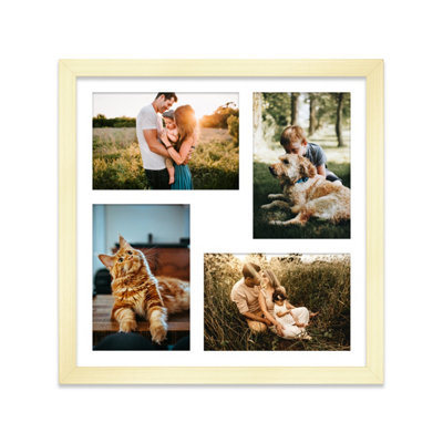  - 12X12 Inch 4 Opening Photo Collage FrameDisplay Four 6X4 Inch PhotosMulti Aperture Family Picture FrameGold