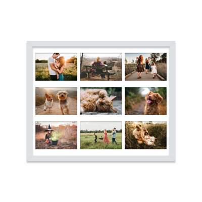  - 20X16 Inch 9 Opening Photo Collage FrameDisplay Nine 6X4 Inch PhotosMulti Aperture Family Picture FrameLight Grey