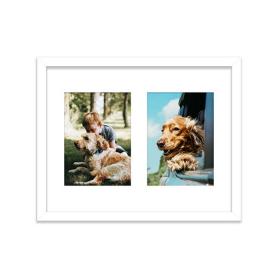  - 14X11 Inch 2 Opening Photo Collage FrameDisplay Two 7X5 Inch PhotosMulti Aperture Family Picture FrameWhite