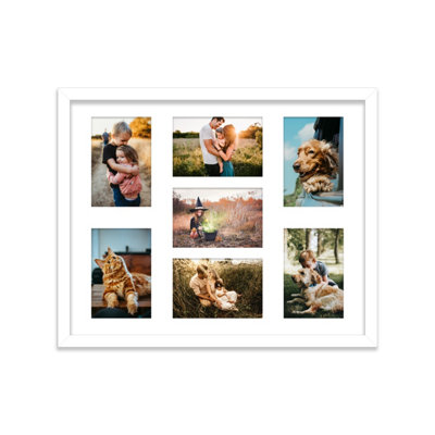  - 20X16 Inch 7 Opening Photo Collage FrameDisplay Seven 6X4 Inch PhotosMulti Aperture Family Picture FrameWhite