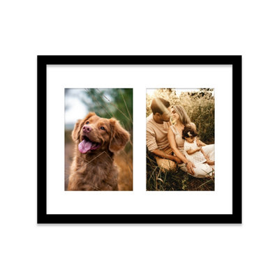  - 10X8 Inch 2 Opening Photo Collage FrameDisplay Two 6X4 Inch PhotosMulti Aperture Family Picture FrameBlack