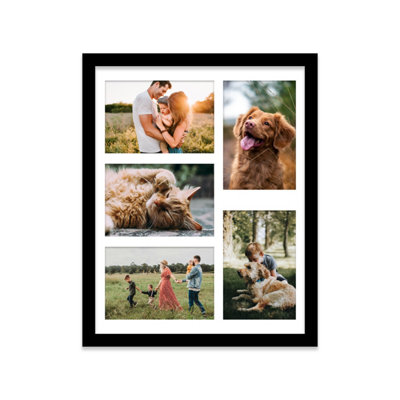  - 14X11 Inch 5 Opening Photo Collage FrameDisplay Five 6X4 Inch PhotosMulti Aperture Family Picture FrameBlack