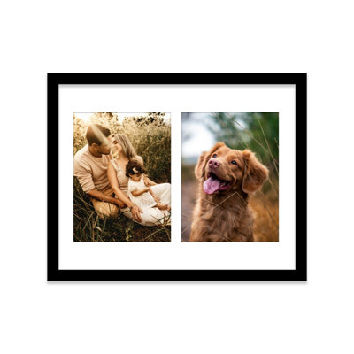 - 14X11 Inch 2 Opening Photo Collage FrameDisplay Two 8X6 Inch PhotosMulti Aperture Family Picture FrameBlack