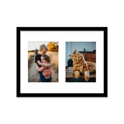  - 16X12 Inch 2 Opening Photo Collage FrameDisplay Two 8X6 Inch PhotosMulti Aperture Family Picture FrameBlack