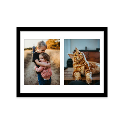  - 16X12 Inch 2 Opening Photo Collage FrameDisplay Two 9X7 Inch PhotosMulti Aperture Family Picture FrameBlack