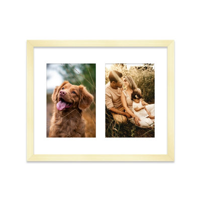  - 10X8 Inch 2 Opening Photo Collage FrameDisplay Two 6X4 Inch PhotosMulti Aperture Family Picture FrameGold