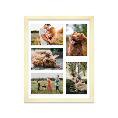  - 14X11 Inch 5 Opening Photo Collage FrameDisplay Five 6X4 Inch PhotosMulti Aperture Family Picture FrameGold