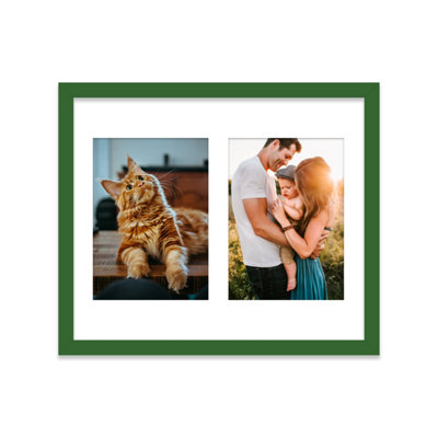  - 12X10 Inch 2 Opening Photo Collage FrameDisplay Two 7X5 Inch PhotosMulti Aperture Family Picture FrameGreen