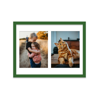  - 16X12 Inch 2 Opening Photo Collage FrameDisplay Two 9X7 Inch PhotosMulti Aperture Family Picture FrameGreen