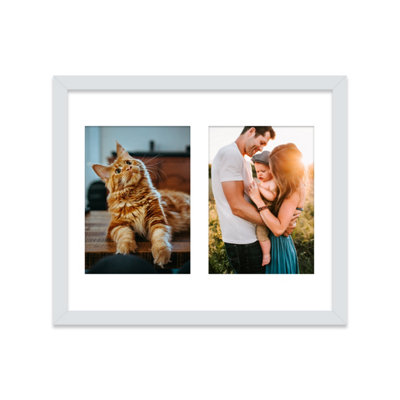  - 12X10 Inch 2 Opening Photo Collage FrameDisplay Two 7X5 Inch PhotosMulti Aperture Family Picture FrameLight Grey