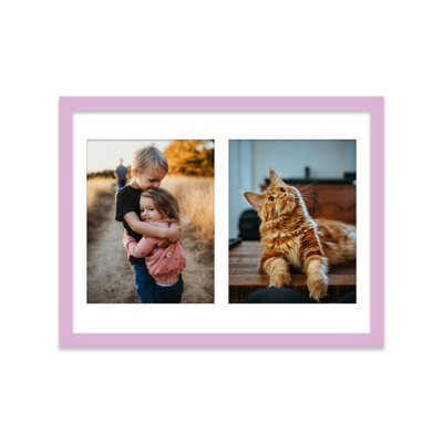  - 16X12 Inch 2 Opening Photo Collage FrameDisplay Two 9X7 Inch PhotosMulti Aperture Family Picture FrameLilac