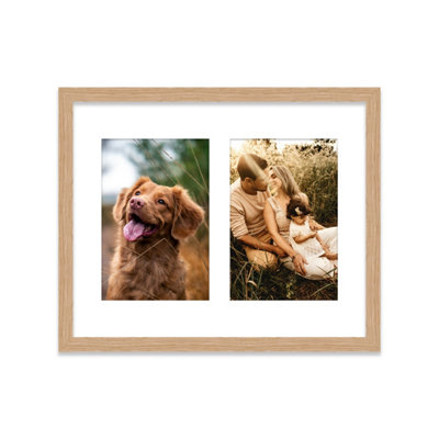  - 10X8 Inch 2 Opening Photo Collage FrameDisplay Two 6X4 Inch PhotosMulti Aperture Family Picture FrameOak