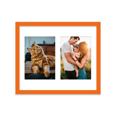  - 12X10 Inch 2 Opening Photo Collage FrameDisplay Two 7X5 Inch PhotosMulti Aperture Family Picture FrameOrange