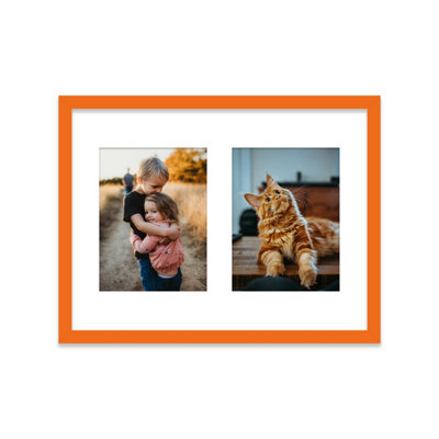  - 16X12 Inch 2 Opening Photo Collage FrameDisplay Two 8X6 Inch PhotosMulti Aperture Family Picture FrameOrange