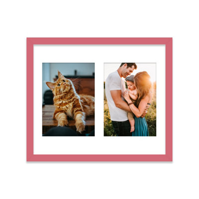  - 12X10 Inch 2 Opening Photo Collage FrameDisplay Two 7X5 Inch PhotosMulti Aperture Family Picture FramePink