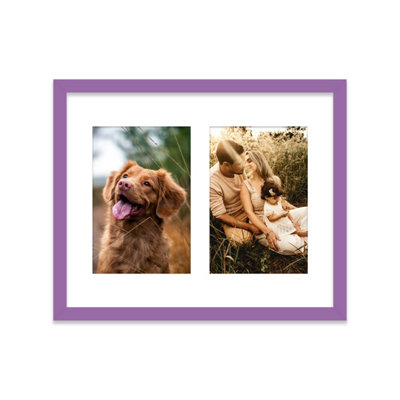  - 10X8 Inch 2 Opening Photo Collage FrameDisplay Two 6X4 Inch PhotosMulti Aperture Family Picture FramePurple
