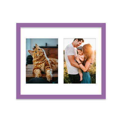  - 12X10 Inch 2 Opening Photo Collage FrameDisplay Two 7X5 Inch PhotosMulti Aperture Family Picture FramePurple