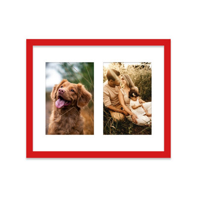  - 10X8 Inch 2 Opening Photo Collage FrameDisplay Two 6X4 Inch PhotosMulti Aperture Family Picture FrameRed