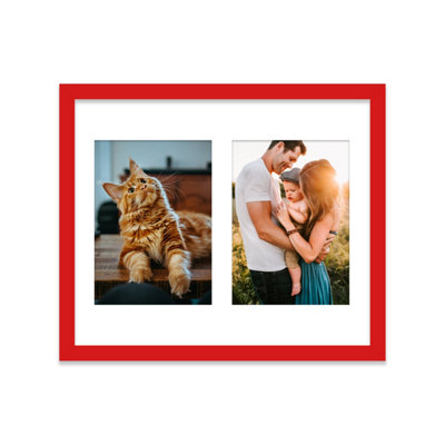  - 12X10 Inch 2 Opening Photo Collage FrameDisplay Two 7X5 Inch PhotosMulti Aperture Family Picture FrameRed