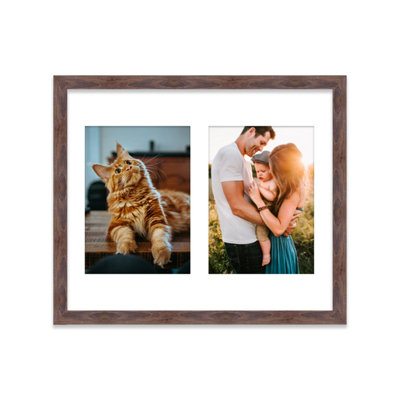  - 12X10 Inch 2 Opening Photo Collage FrameDisplay Two 7X5 Inch PhotosMulti Aperture Family Picture FrameWalnut