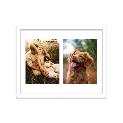  - 14X11 Inch 2 Opening Photo Collage FrameDisplay Two 8X6 Inch PhotosMulti Aperture Family Picture FrameWhite