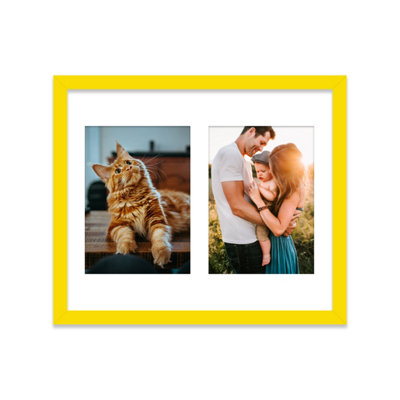  - 12X10 Inch 2 Opening Photo Collage FrameDisplay Two 7X5 Inch PhotosMulti Aperture Family Picture FrameYellow