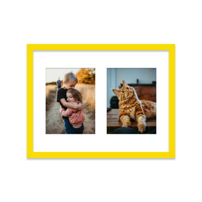  - 16X12 Inch 2 Opening Photo Collage FrameDisplay Two 8X6 Inch PhotosMulti Aperture Family Picture FrameYellow