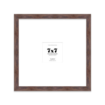 7X7" Walnut Picture Frame7X7" Square Frame With 3X3" Mount For 7X7"/3X3" Pictures Moderrn Style Thin Edge1 Pack from B&Q