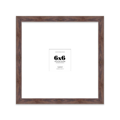 6X6" Walnut Picture Frame6X6" Square Frame With 2X2" Mount For 6X6"/2X2" Pictures Luxurious Style Thin Edge1 Pack from B&Q
