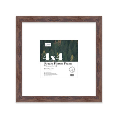4X4" Walnut Picture Frame4X4" Square Frame With 2X2" Mount For 4X4"/2X2" Pictures Moderrn Style Thin Edge1 Pack from B&Q
