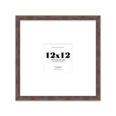 12X12" Walnut Picture Frame12X12" Square Frame With 8X8" Mount For 12X12"/8X8" Pictures Moderrn Style Thin Edge1 Pack from B&Q