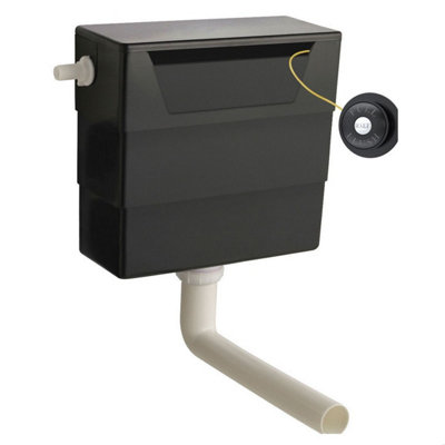 Balterley Black Universal Water Saving Dual Flush Side Inlet & Traditional Push Button - Matt
