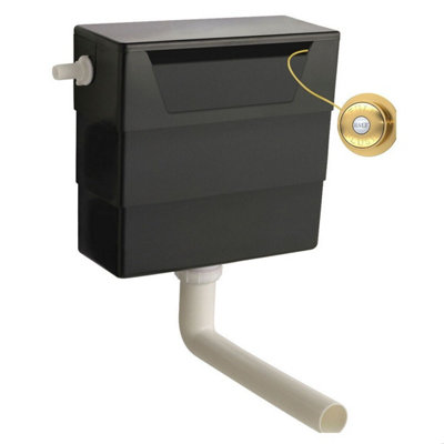 Balterley Concealed Cistern with Dual Flush, Water Saving Side Inlet Concealed Toilet Cistern & Traditional Flush Plate for Back to Wall & Wall Hung Toilets - 303x136x334mm (Brushed Brass/Black) - Image 4