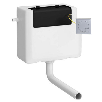 Balterley Unisex Silver Universal Dual Flush Side Inlet With Square Flush Plate - Chrome/White In - Image 3