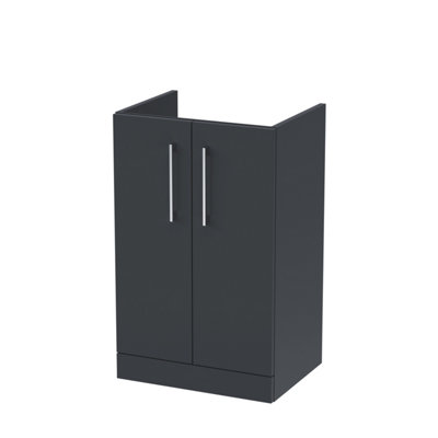 Nuie Hudson Reed Arno Floor Standing Vanity UnitDurable 2 Soft Close Door Bathroom Sink Vanity Unit With Shelf In Soft Black500mm from B&Q