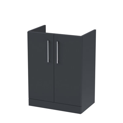Nuie Hudson Reed Arno Floor Standing Vanity UnitDurable 2 Soft Close Door Bathroom Sink Vanity Unit With Shelf In Soft Black600mm from B&Q