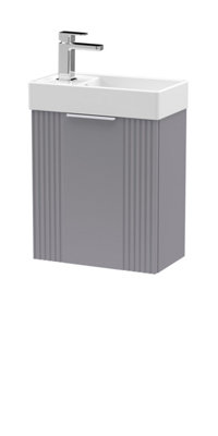 Balterley Grey Retro Wall Hung Door Cloakroom Vanity Basin Unit - 400Mm, Satin Size 1