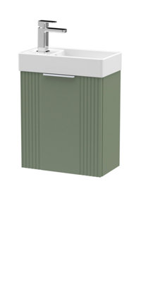 Balterley Green Retro Wall Hung Door Cloakroom Vanity Basin Unit - 400Mm, Satin Size 1