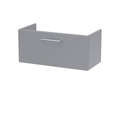 Nuie Hudson Reed Arno Wall Hung Vanity UnitDurable Single Soft Close Door Bathroom Sink Vanity Unit With Shelf In  Satin Grey800mm from B&Q