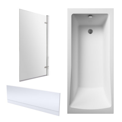 B&Q -  1700mm Square BathtubFront Panel With Hinged Bath ScreenChrome Profile