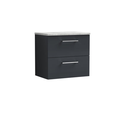 Nuie Arno Wall Hung 2-Drawer Modern Vanity Unit With Bellato Grey Laminate Worktop from B&Q