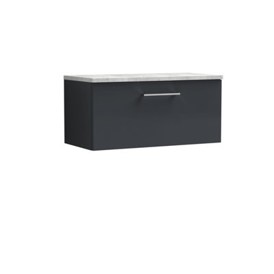 Nuie Arno Wall Hung 1-Drawer Modern Vanity Unit With Bellato Grey Laminate Worktop from B&Q