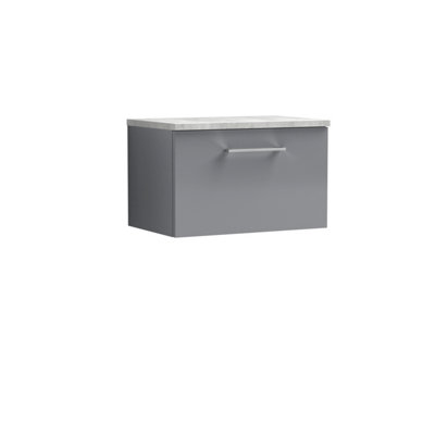 Nuie Arno Wall Hung 1-Drawer Modern Vanity Unit With Bellato Grey Laminate Worktop from B&Q