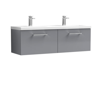Nuie 1200 Wh 2-Drawer Vanity & Double Basin from B&Q