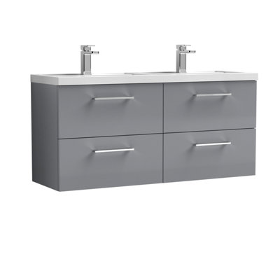 Nuie 1200 Wh 4-Drawer Vanity & Double Basin from B&Q