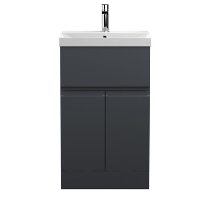 Hudson Reed Urban Soft Black Floor Standing 2 Door 1 Drawer Vanity Unit And Basin With Silent Close860 X 510 X 395 from B&Q