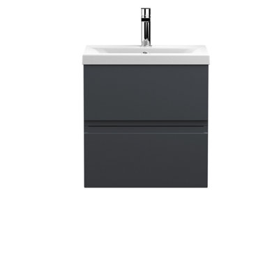 Hudson Reed Urban Soft Black Wall Hung 2 Drawer Vanity Unit And Ceramic Basin With Silent Close540 X 510 X 390 from B&Q